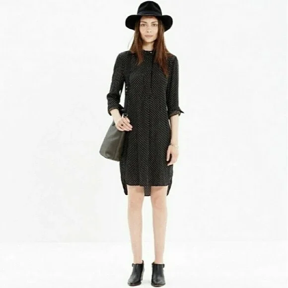 Madewell Polkadot Print Long Sleeve Dress Sz XXS - Picture 2 of 10